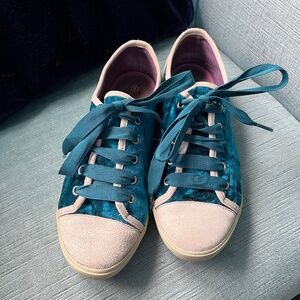 Boden Teal Velvet Sneakers,  Sz 41/9.5